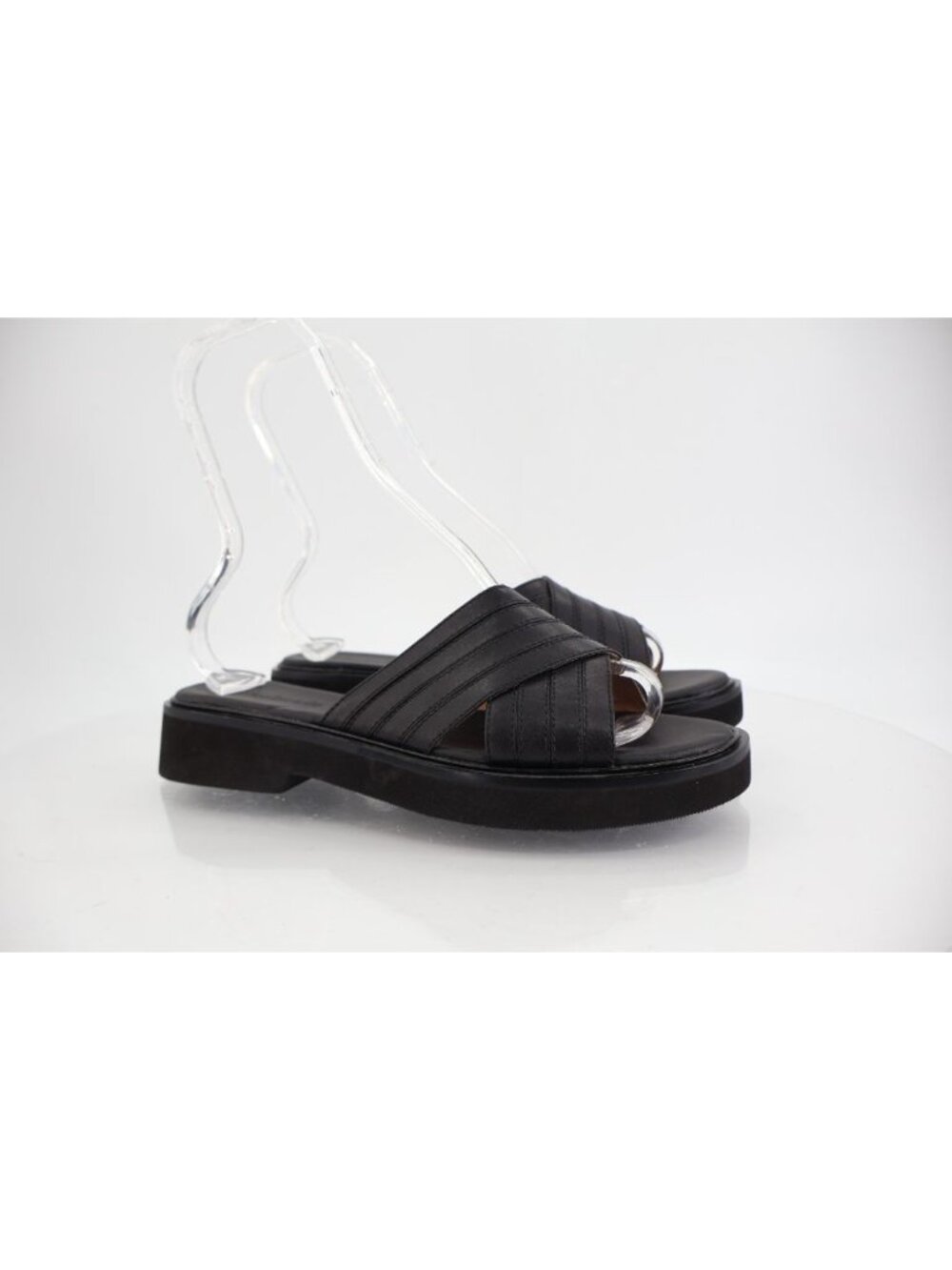 Madewell Women's The Alina Sandal Size 9.5 Strappy Slide Black Platform Leather